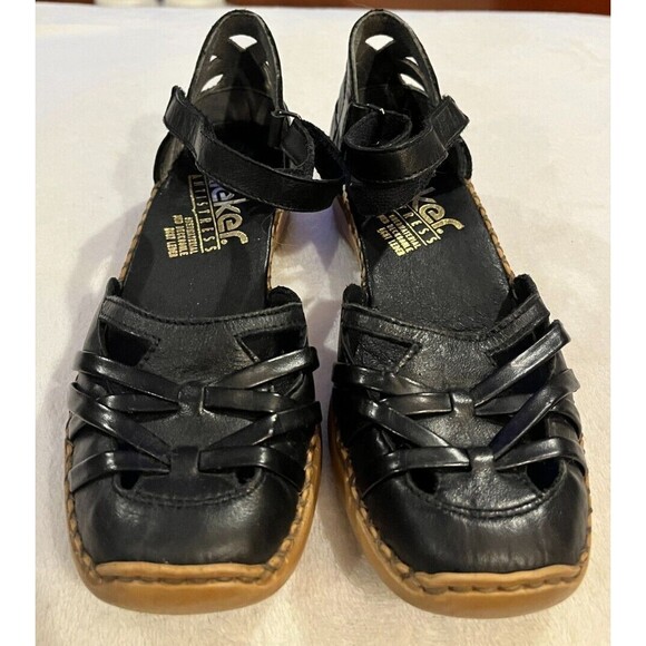 Rieker Antistress shoes Women's Size 36 / US 5 Black Closed Toe Wedge Sandal - Picture 2 of 10